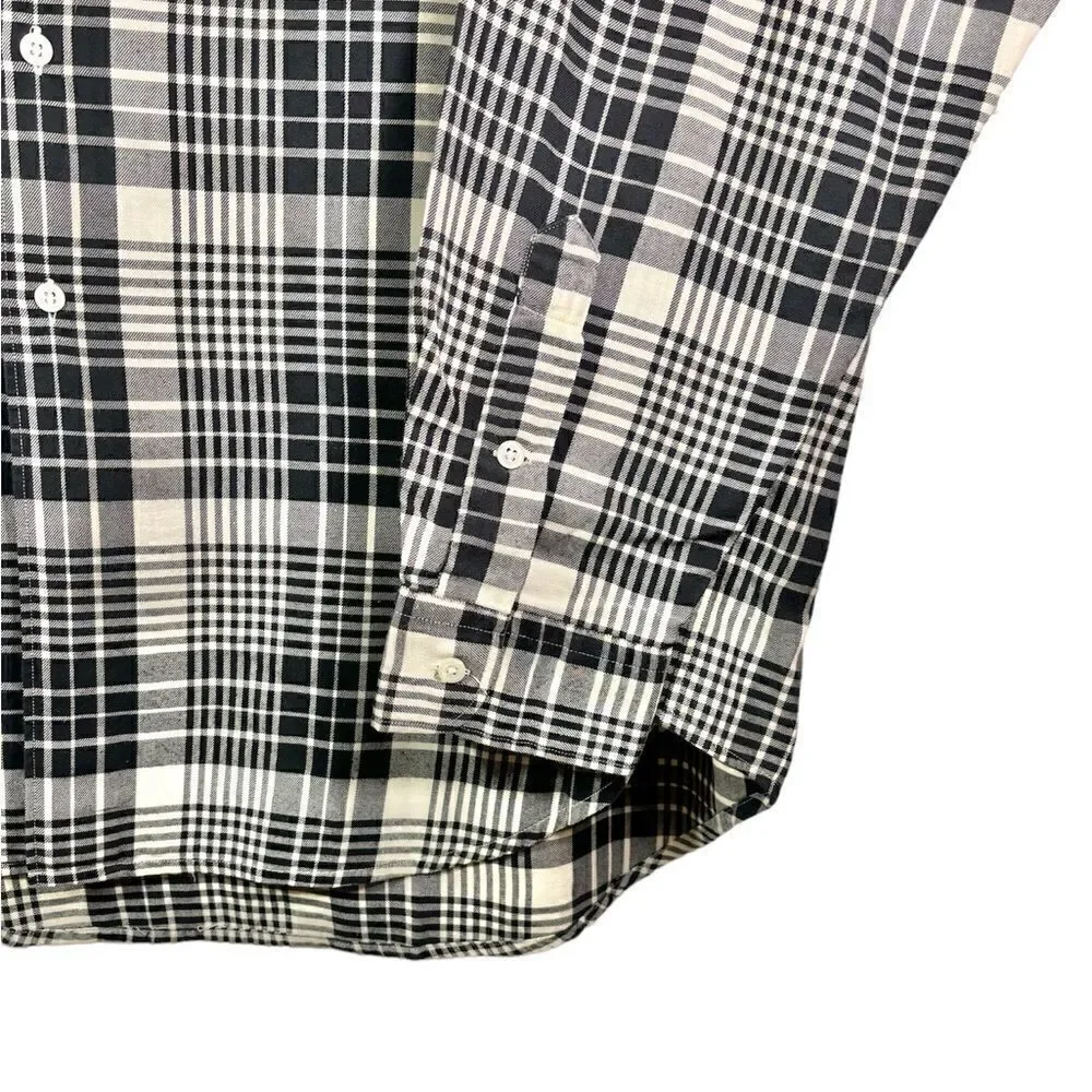 Polo By Ralph Lauren 100% Cotton Dress Gray Shirt Plaid Size XL
